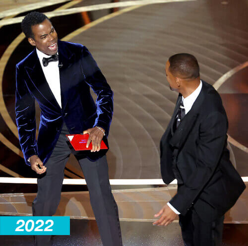 Will Smith che tira lo schiaffo a Chris Rock (2022)