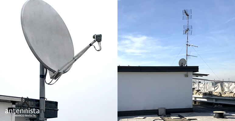 Impianto TV Condominiale Milano - Antenna TV Prima e Dopo l'Intervento